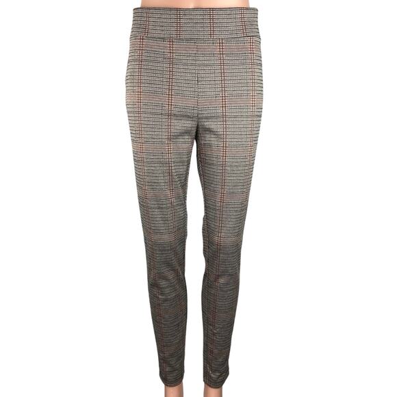 Ann Taylor LOFT Gray Plaid High Rise Skinny Pull On Stretch Ankle Crop Pants M - Picture 1 of 5